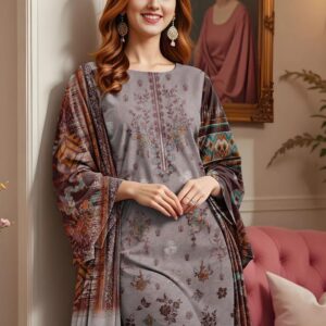 3 PCs Women's UnStitched Embroidered Suit