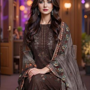 3 PCs Women's UnStitched Printed Suit