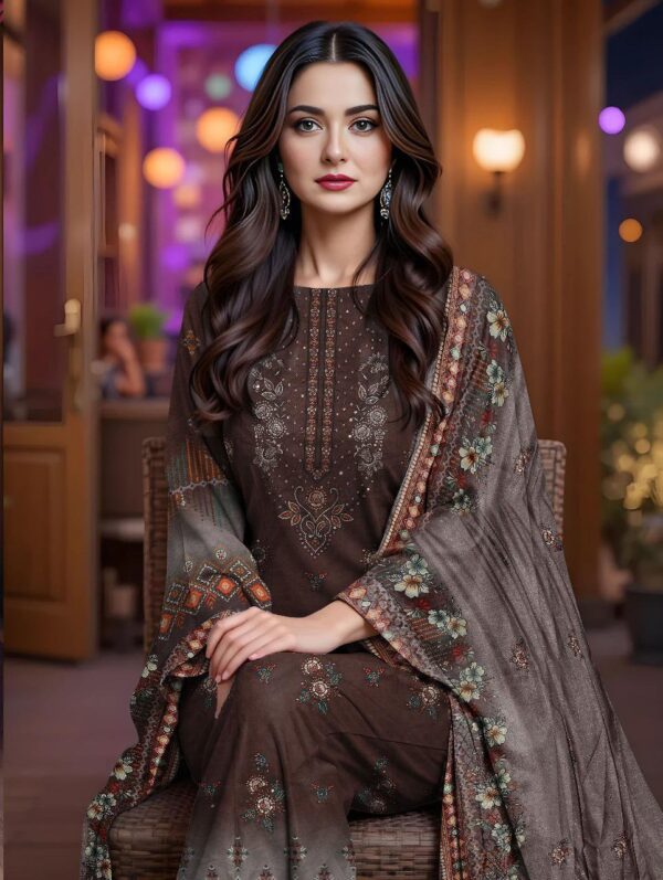 3 PCs Women's UnStitched Printed Suit