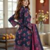 3 PCs Women's UnStitched Printed Embroidered Suit - Image 3