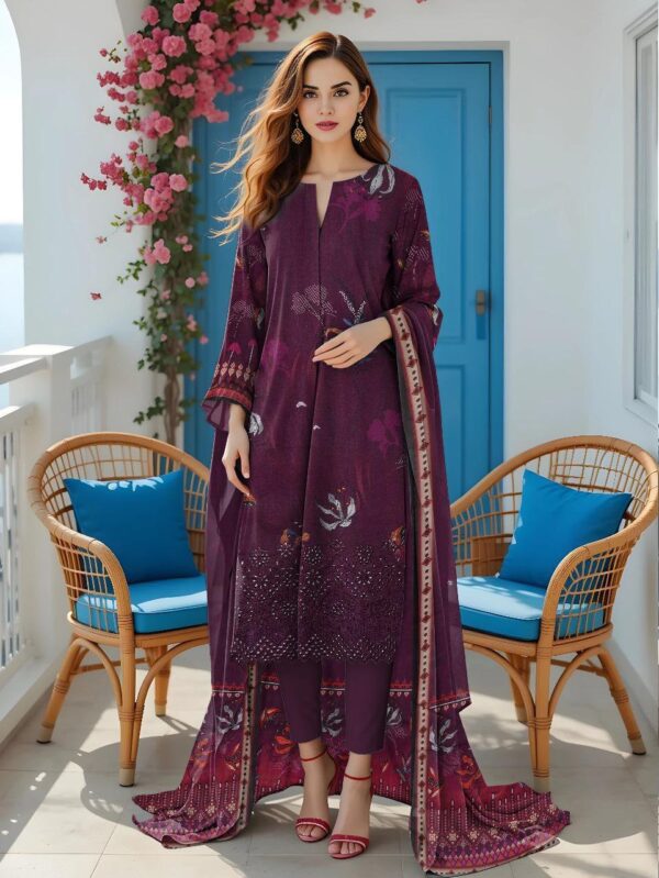 3 PCs Women's UnStitched Printed Suit
