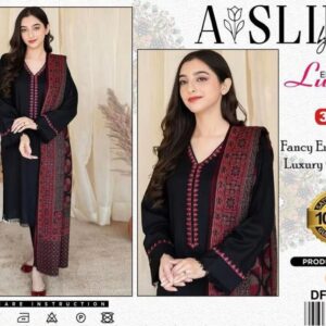 3pcs Women's Unstitched Dhanak Embroidered Suit