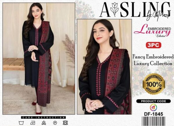 3pcs Women's Unstitched Dhanak Embroidered Suit