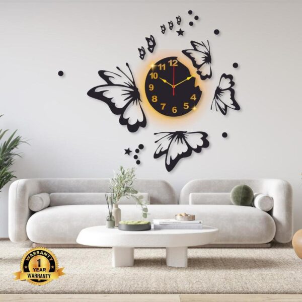 Butterfly Laminated Wall Clock with Backlight