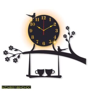 Beautiful Bird Design Laminated Wall Clock with Backlight