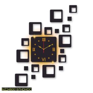 Square Design Laminated Wall Clock with Backlight
