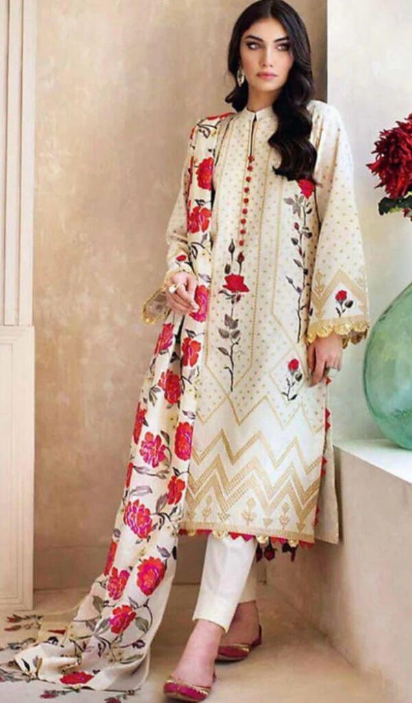 3pcs Women's Unstitched Embroidered Suit