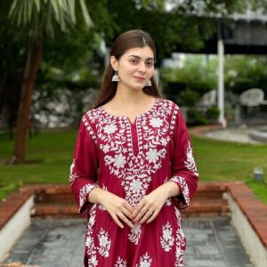2 PCs Women's stitched Cotton Embroidered Shirt & Trouser