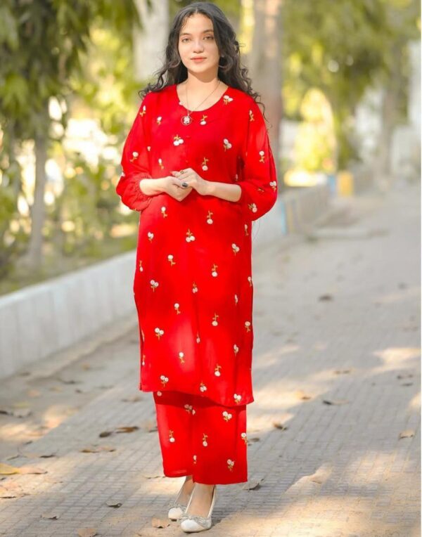 Women's stitched Embroidered Shirt & Trouser set
