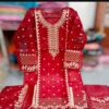 3 PCs Women's stitched Embroidered Organza Suit Set - Image 2