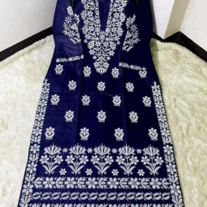 2 PCs Women's stitched Linen Embroidered Shirt & Trouser