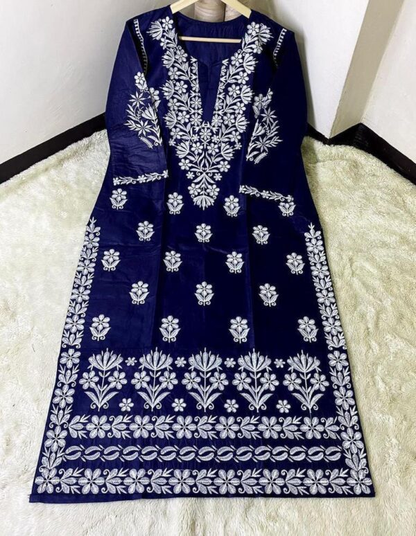 2 PCs Women's stitched Linen Embroidered Shirt & Trouser