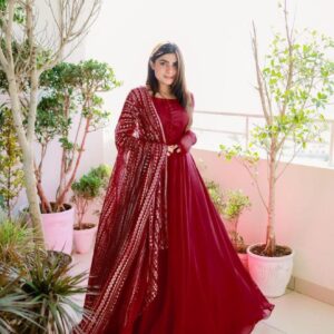 3 PCs Women's stitched Shiffon Embroidered Maxi