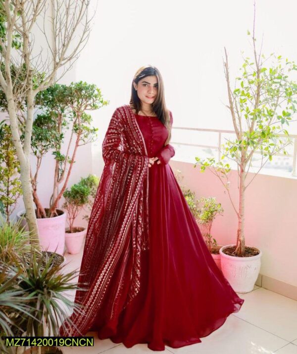 3 PCs Women's stitched Shiffon Embroidered Maxi