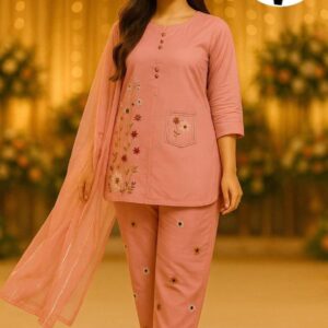 3 PCs Women's stitched Embroidered Suit