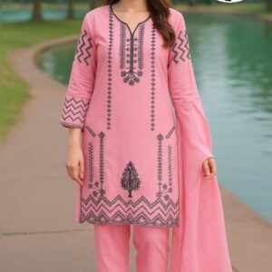 3 PCs Women's stitched Embroidered Suit