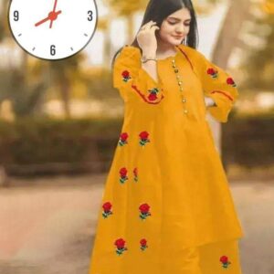 3 PCs Women's stitched Cotton silk Embroidered Suit