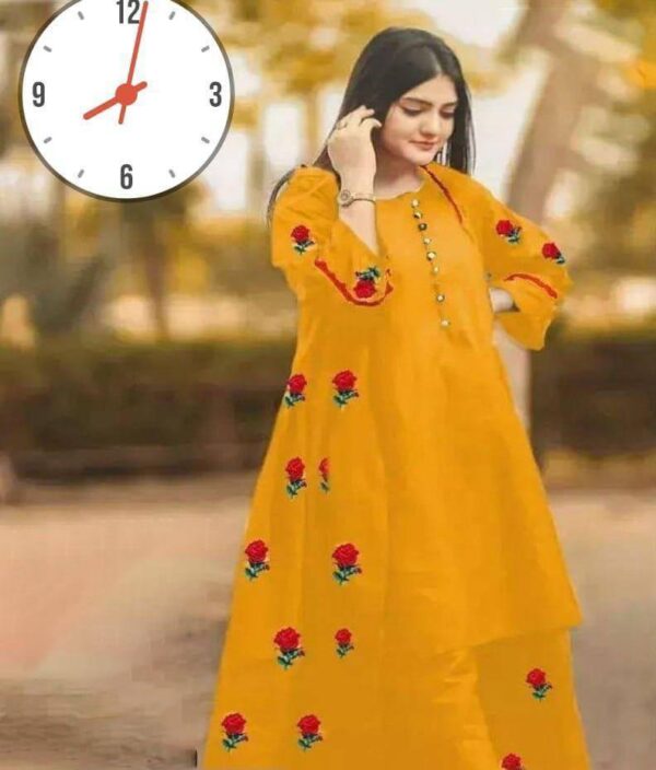 3 PCs Women's stitched Cotton silk Embroidered Suit