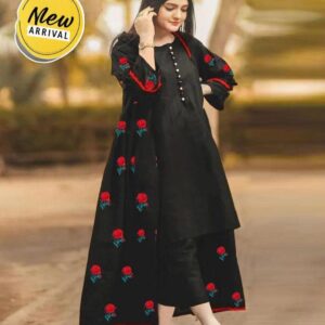 3 PCs Women's stitched Embroidered Gown Suit