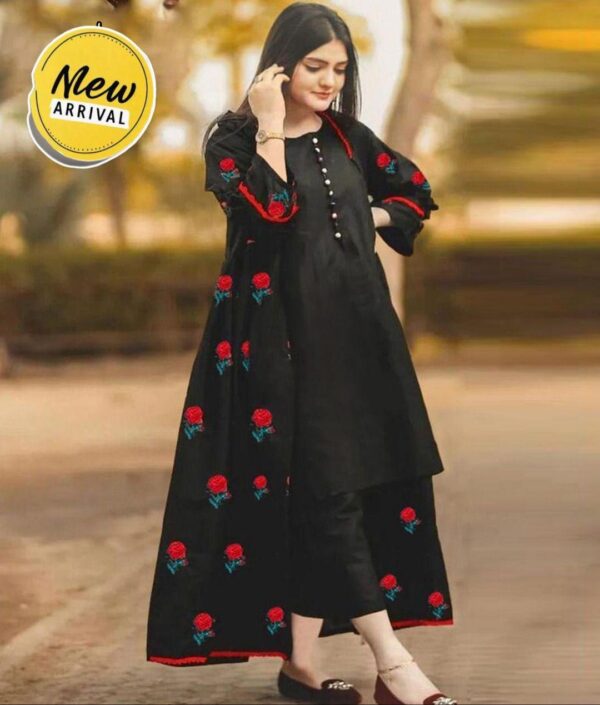 3 PCs Women's stitched Embroidered Gown Suit