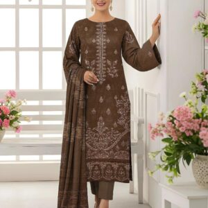 3 PCs Women's UnStitched Embroidered suit