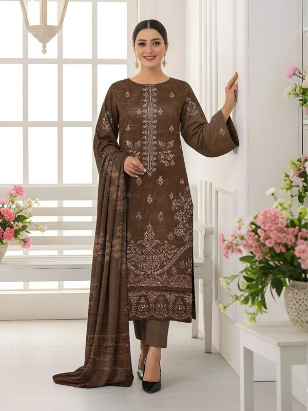 3 PCs Women's UnStitched Embroidered suit