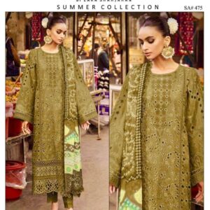 3 PCs Women's UnStitched Embroidered suit
