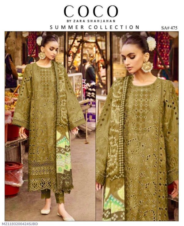 3 PCs Women's UnStitched Embroidered suit