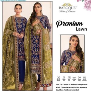 3 PCs Women's UnStitched Embroidered suit