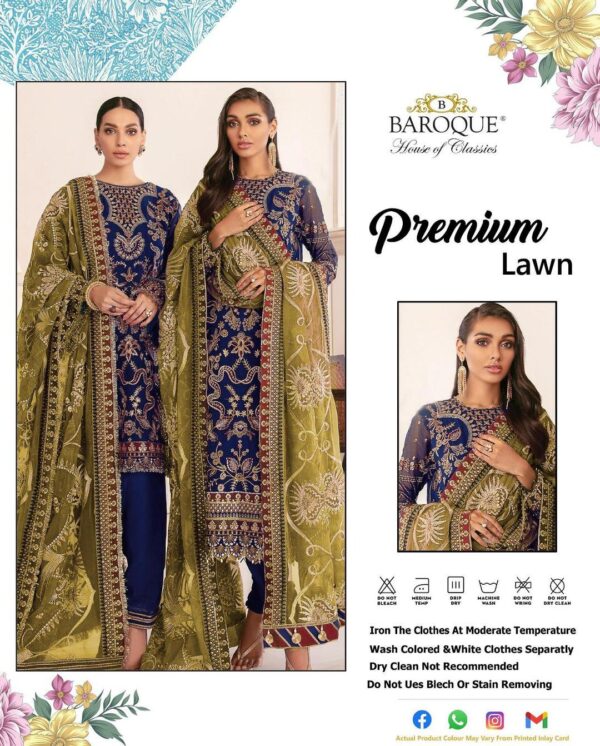 3 PCs Women's UnStitched Embroidered suit